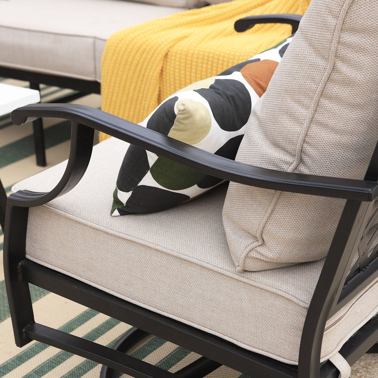 MAISON ARTS Patio Conversation Sets 5/7/9-Seat, Sofa Set with 2 Single Sofa Chairs, 3-Seater Sofa, Ottoman and Coffee Table