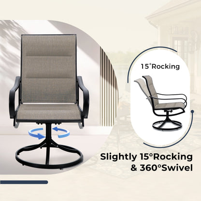 MAISON ARTS 5-piece Patio Dining Set with Swivel Textile Chairs