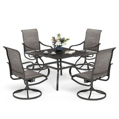 MAISON ARTS 5-piece Patio Dining Set with Swivel Textile Chairs