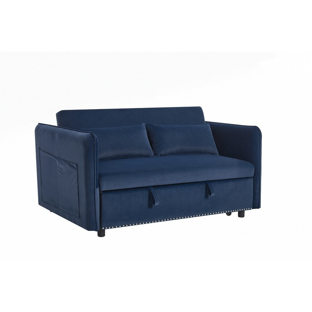 55 Velvet Small Loveseat Lounge Couches with 2 Pillows and Reclining Backrest - 2 Seat