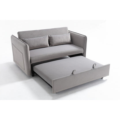 55 Velvet Small Loveseat Lounge Couches with 2 Pillows and Reclining Backrest - 2 Seat
