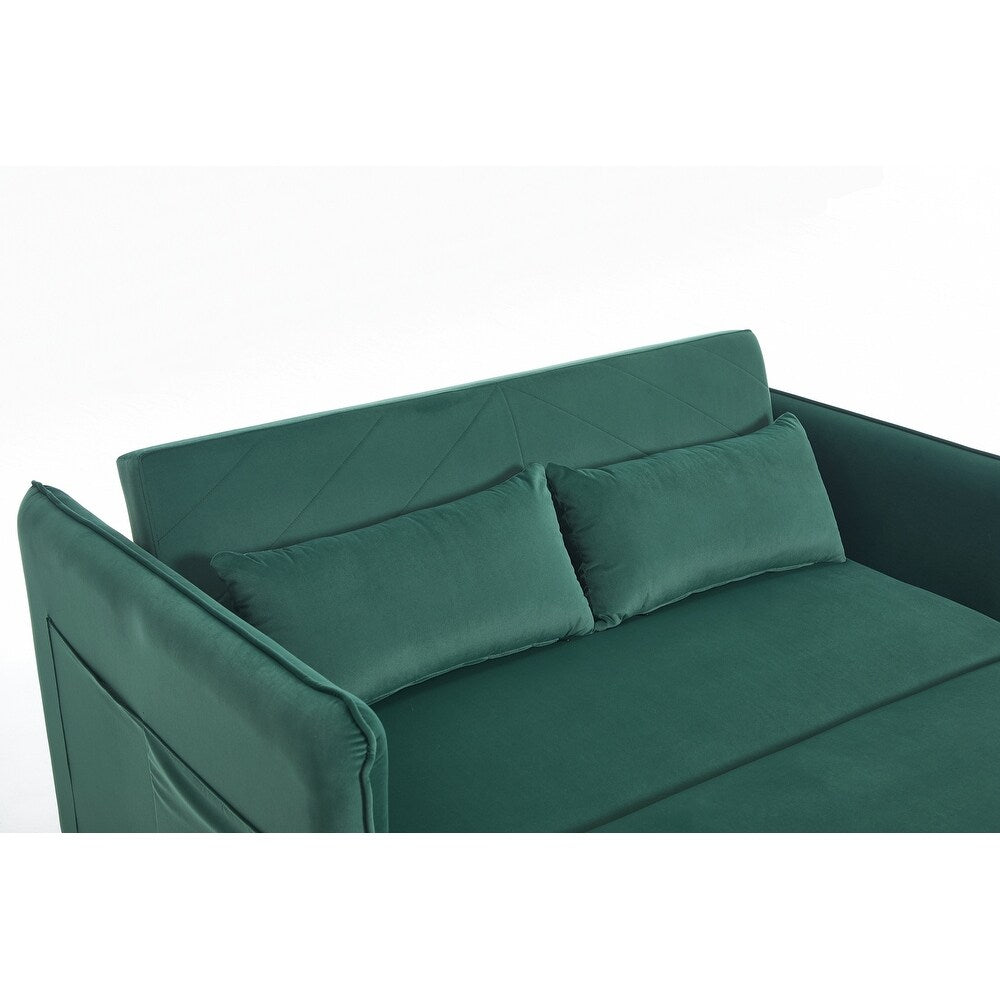 55 Velvet Small Loveseat Lounge Couches with 2 Pillows and Reclining Backrest - 2 Seat