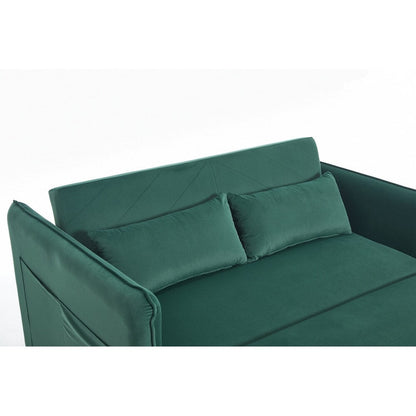 55 Velvet Small Loveseat Lounge Couches with 2 Pillows and Reclining Backrest - 2 Seat