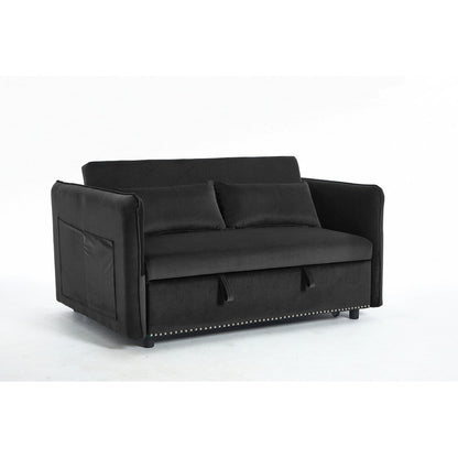 55 Velvet Small Loveseat Lounge Couches with 2 Pillows and Reclining Backrest - 2 Seat
