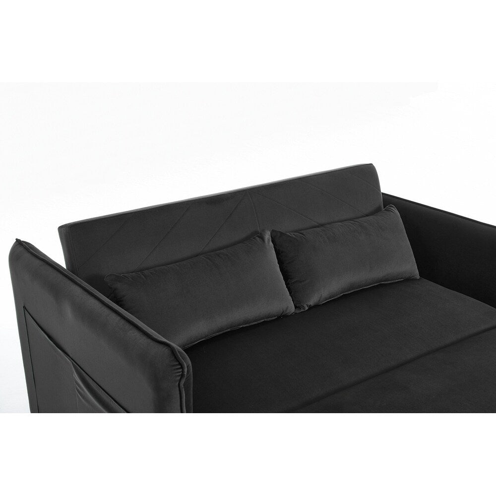 55 Velvet Small Loveseat Lounge Couches with 2 Pillows and Reclining Backrest - 2 Seat