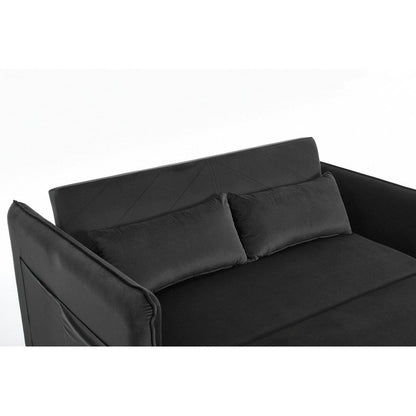 55 Velvet Small Loveseat Lounge Couches with 2 Pillows and Reclining Backrest - 2 Seat