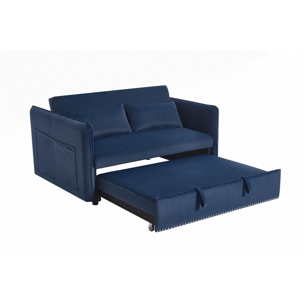55 Velvet Small Loveseat Lounge Couches with 2 Pillows and Reclining Backrest - 2 Seat