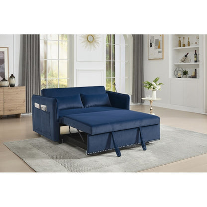 55 Velvet Small Loveseat Lounge Couches with 2 Pillows and Reclining Backrest - 2 Seat