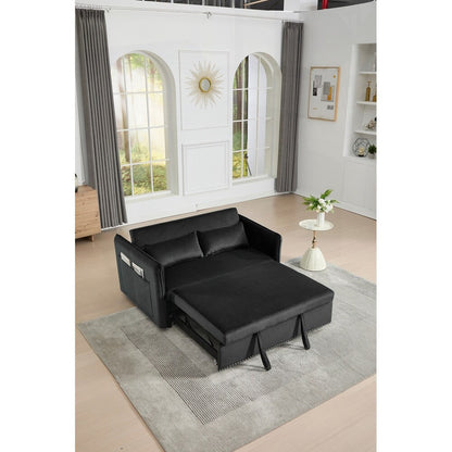 55 Velvet Small Loveseat Lounge Couches with 2 Pillows and Reclining Backrest - 2 Seat