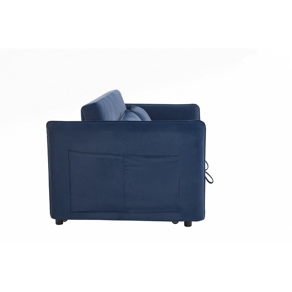 55 Velvet Small Loveseat Lounge Couches with 2 Pillows and Reclining Backrest - 2 Seat