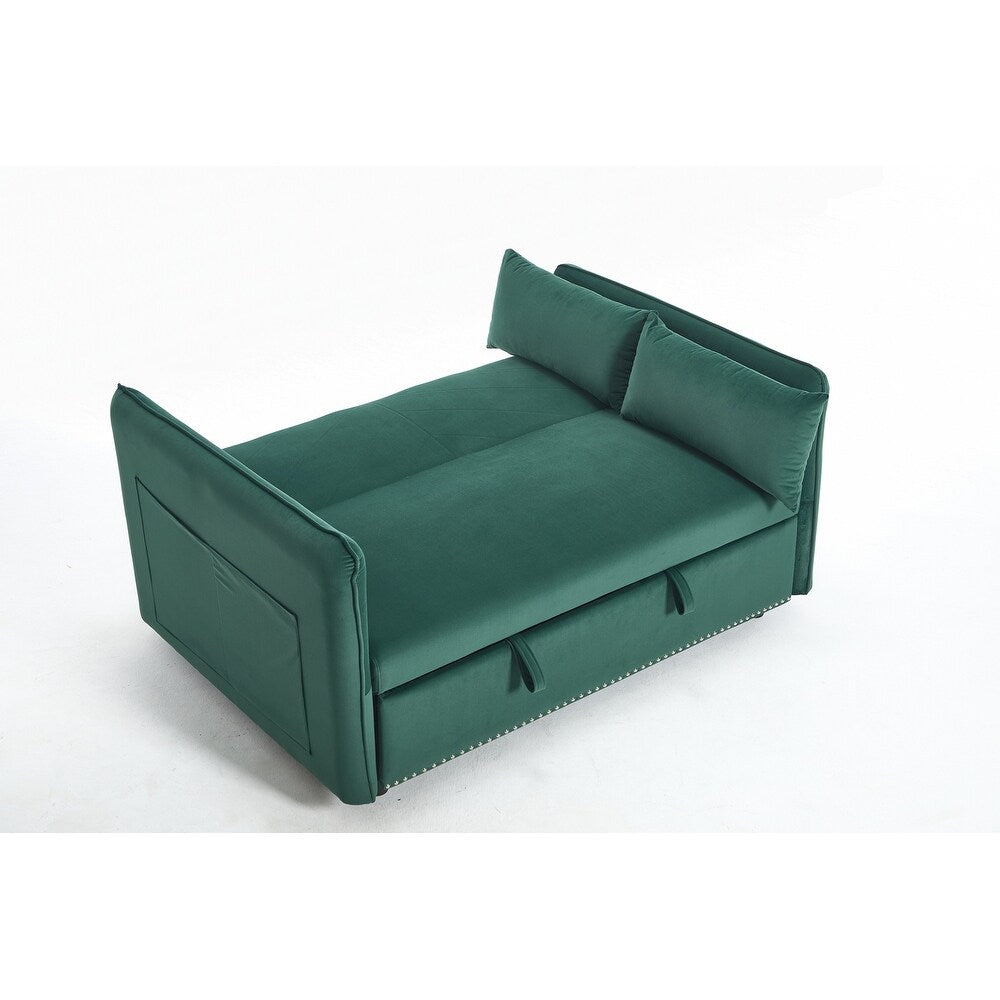 55 Velvet Small Loveseat Lounge Couches with 2 Pillows and Reclining Backrest - 2 Seat
