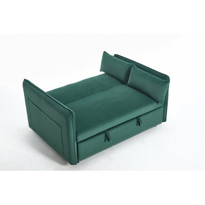 55 Velvet Small Loveseat Lounge Couches with 2 Pillows and Reclining Backrest - 2 Seat