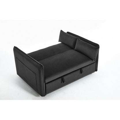 55 Velvet Small Loveseat Lounge Couches with 2 Pillows and Reclining Backrest - 2 Seat