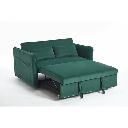 55 Velvet Small Loveseat Lounge Couches with 2 Pillows and Reclining Backrest - 2 Seat