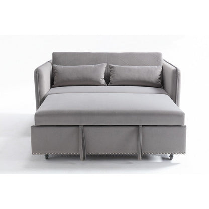 55 Velvet Small Loveseat Lounge Couches with 2 Pillows and Reclining Backrest - 2 Seat