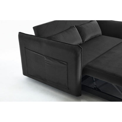55 Velvet Small Loveseat Lounge Couches with 2 Pillows and Reclining Backrest - 2 Seat