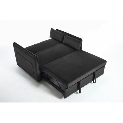 55 Velvet Small Loveseat Lounge Couches with 2 Pillows and Reclining Backrest - 2 Seat