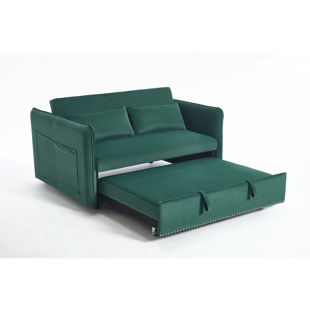 55 Velvet Small Loveseat Lounge Couches with 2 Pillows and Reclining Backrest - 2 Seat