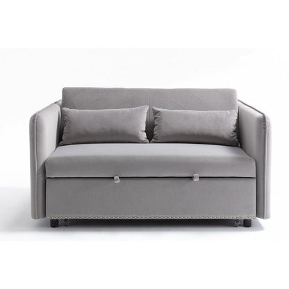 55 Velvet Small Loveseat Lounge Couches with 2 Pillows and Reclining Backrest - 2 Seat