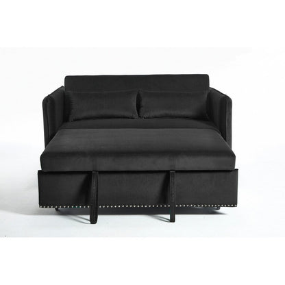 55 Velvet Small Loveseat Lounge Couches with 2 Pillows and Reclining Backrest - 2 Seat