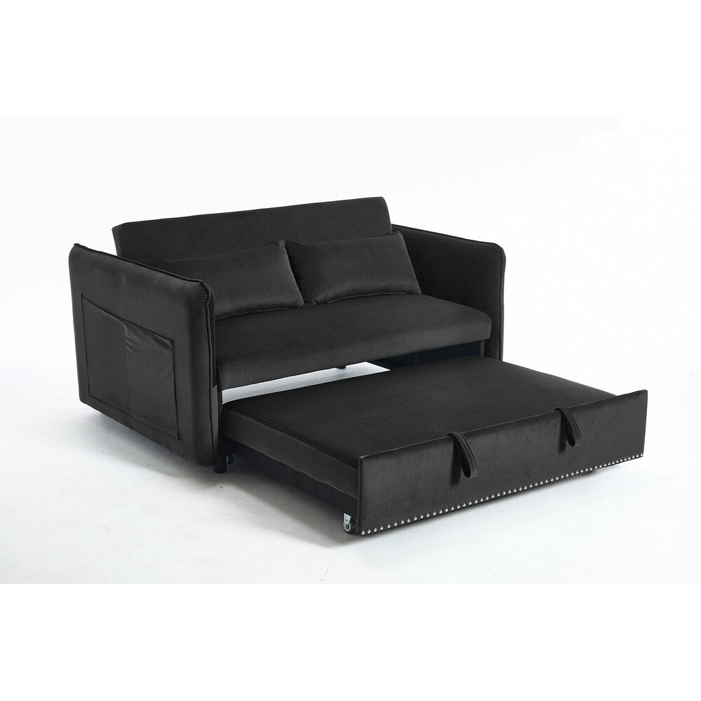 55 Velvet Small Loveseat Lounge Couches with 2 Pillows and Reclining Backrest - 2 Seat