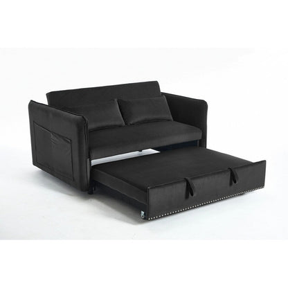 55 Velvet Small Loveseat Lounge Couches with 2 Pillows and Reclining Backrest - 2 Seat