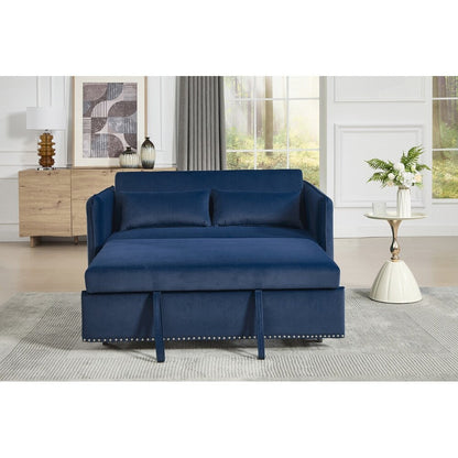 55 Velvet Small Loveseat Lounge Couches with 2 Pillows and Reclining Backrest - 2 Seat