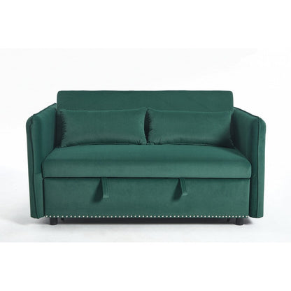 55 Velvet Small Loveseat Lounge Couches with 2 Pillows and Reclining Backrest - 2 Seat