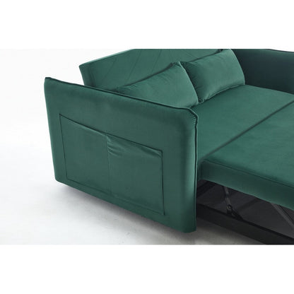 55 Velvet Small Loveseat Lounge Couches with 2 Pillows and Reclining Backrest - 2 Seat