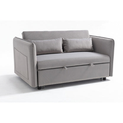 55 Velvet Small Loveseat Lounge Couches with 2 Pillows and Reclining Backrest - 2 Seat