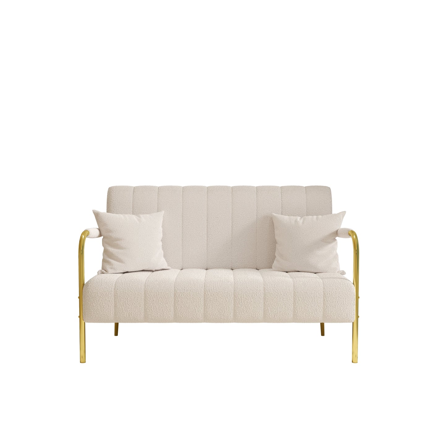 Beige Teddy Fleece Sofa - 29.92 x 59.00 x 31.89