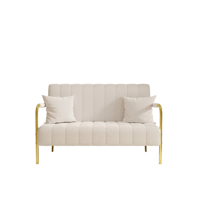 Beige Teddy Fleece Sofa - 29.92 x 59.00 x 31.89