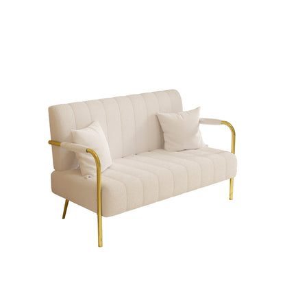 Beige Teddy Fleece Sofa - 29.92 x 59.00 x 31.89