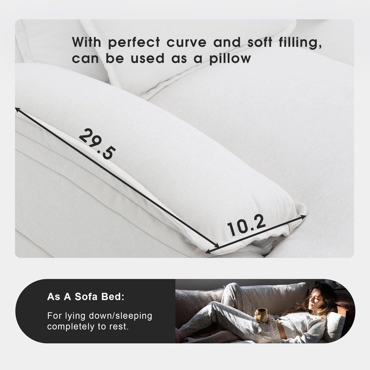 [VIDEO provided][New]109.8*55.9 Modern U-shaped Sectional Sofa with Waist Pillows,6-seat Upholstered Symmetrical Sofa Furniture