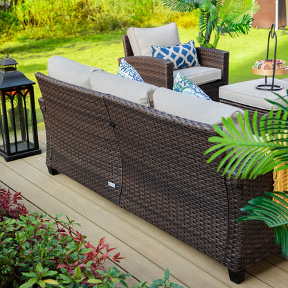 5/9-Seat Patio Furniture Wicker Rattan Outdoor Deep Seating Sectional Sofa Large Conversation Set