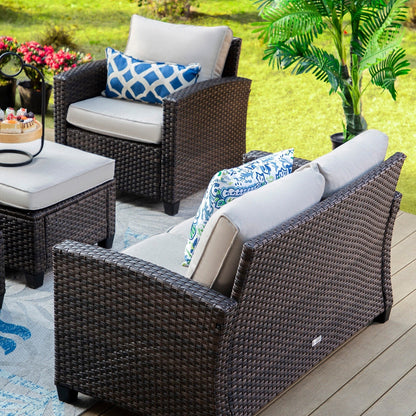 5/9-Seat Patio Furniture Wicker Rattan Outdoor Deep Seating Sectional Sofa Large Conversation Set