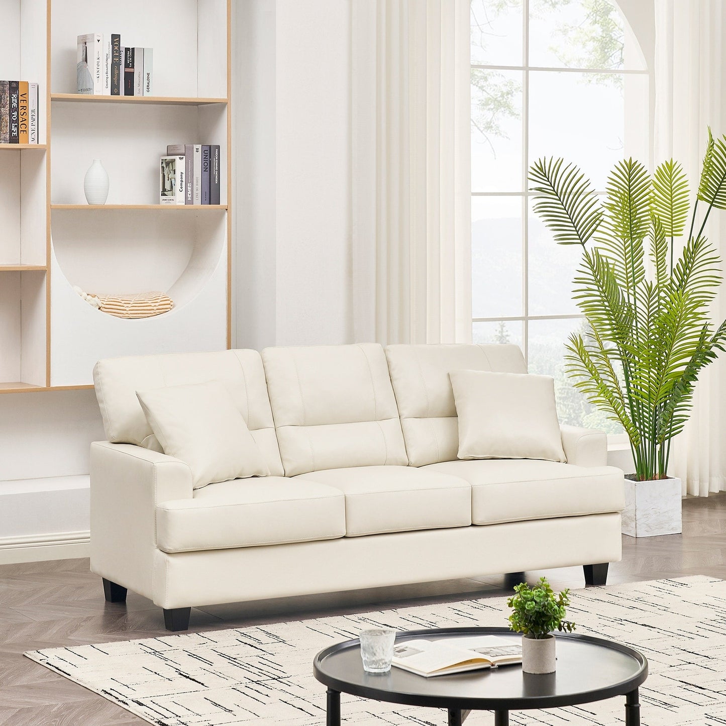 Oversized Faux Leather Italian Square Arm Sofa