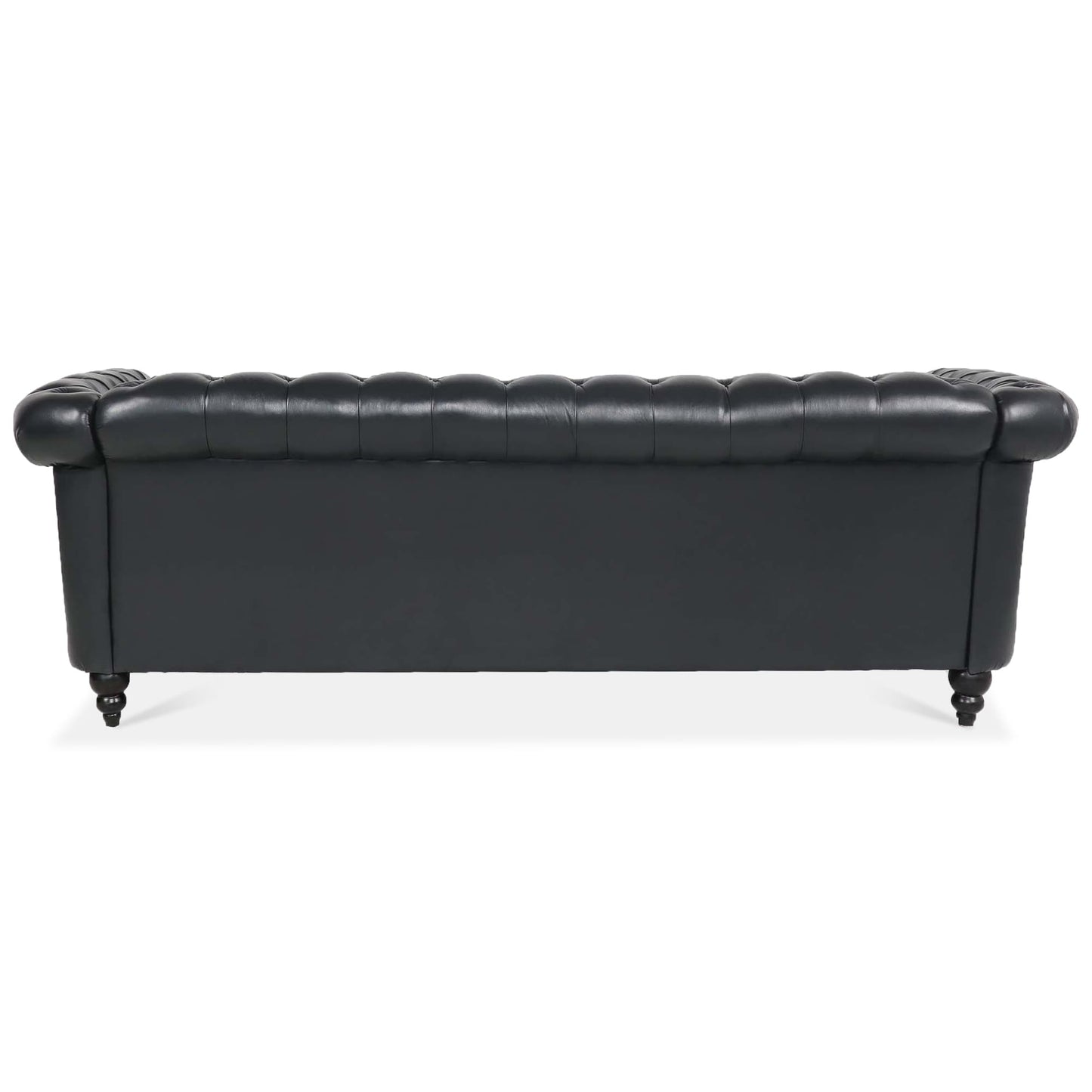 Faux Leather Rolled Arm Chesterfield Three Seater Sofa