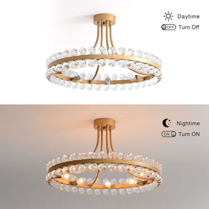 Elvira 8-Light Wagon Wheel Crystal Semi-Flush Mount