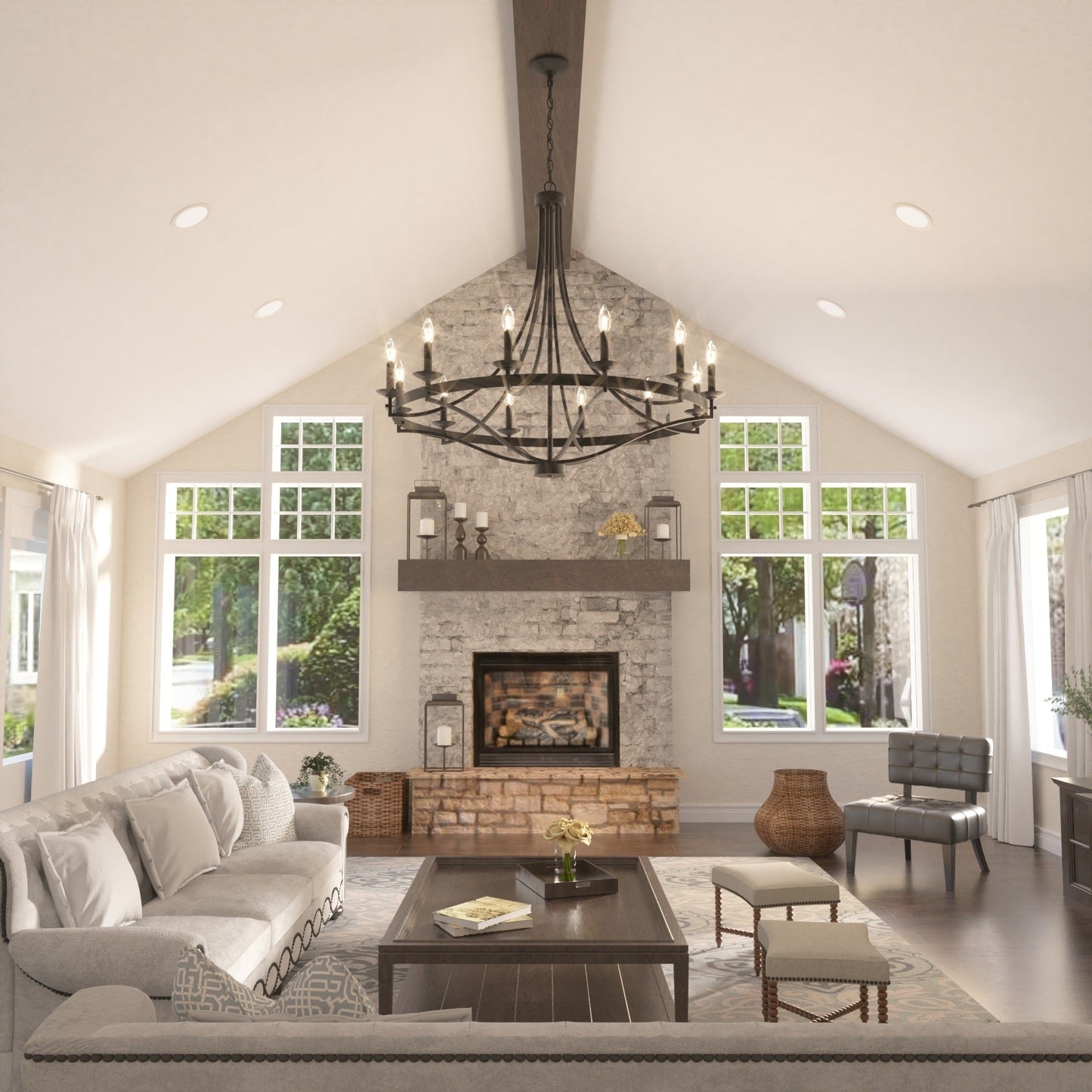 Fidenza 12-light Modern Farmhouse Empire Wagon Wheel Chandelier with UL - D40'' * H135''