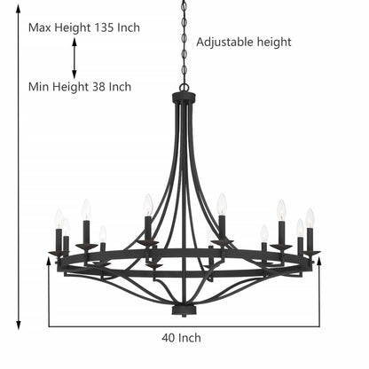 Fidenza 12-light Modern Farmhouse Empire Wagon Wheel Chandelier with UL - D40'' * H135''