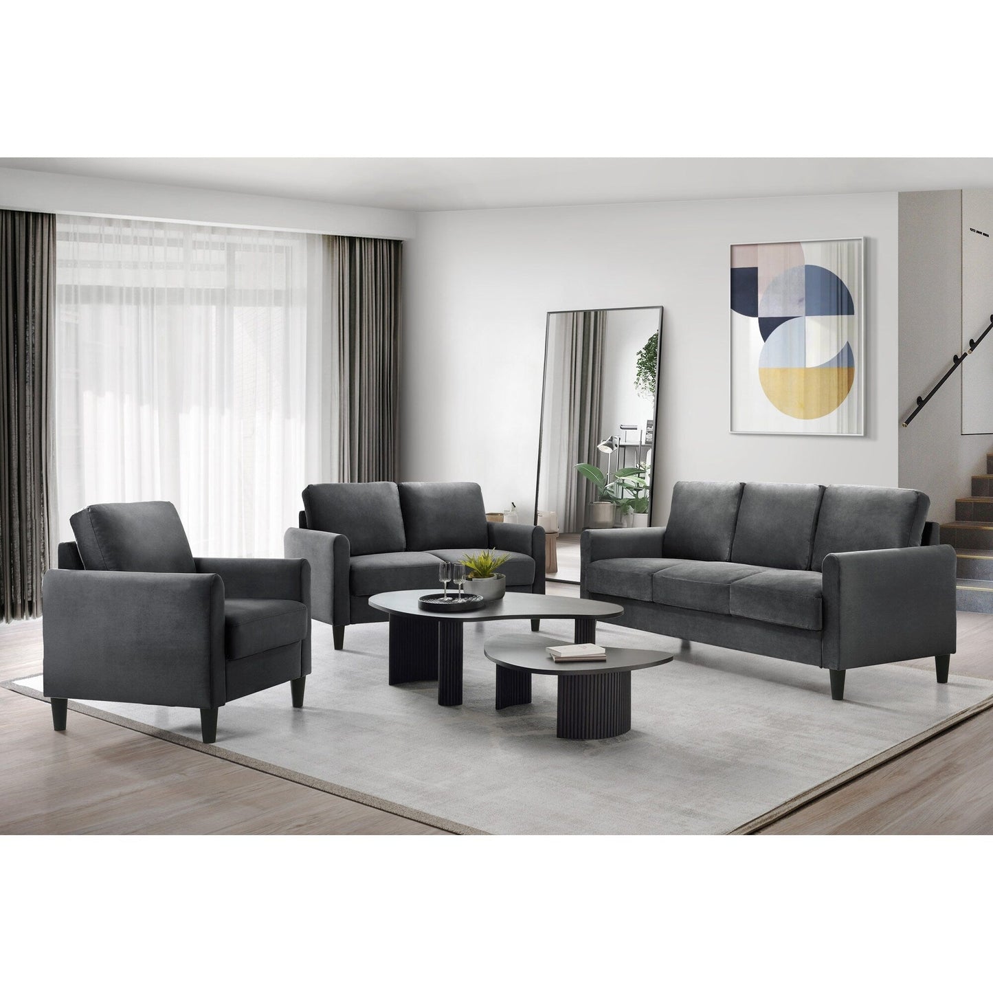 Clayfell Airell Velvet Arm Living Room Set