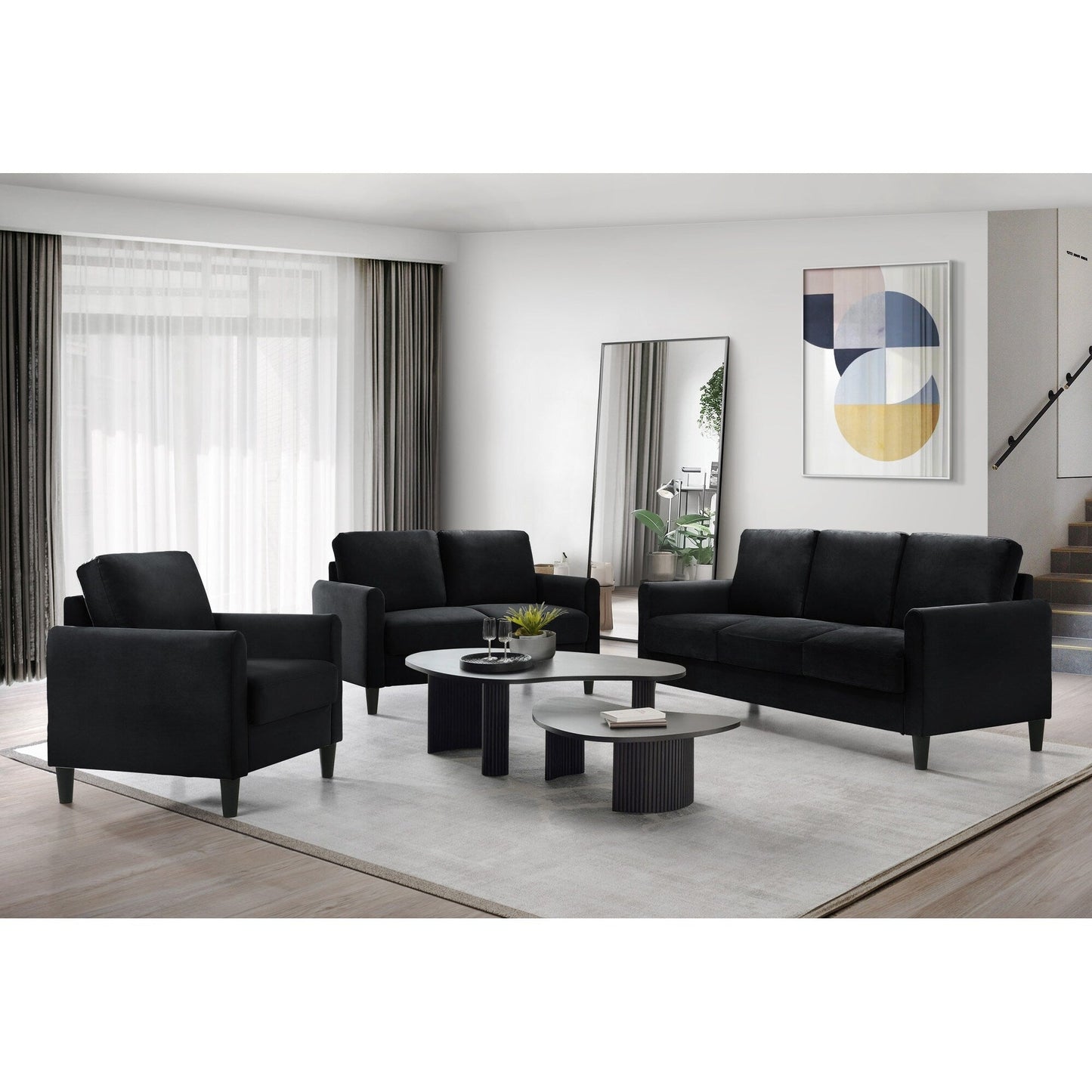 Clayfell Airell Velvet Arm Living Room Set