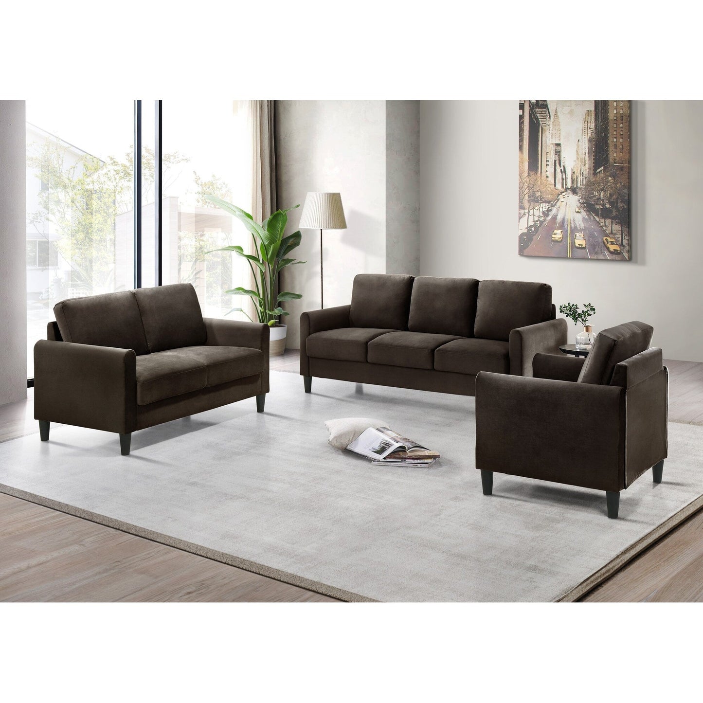 Clayfell Airell Velvet Arm Living Room Set