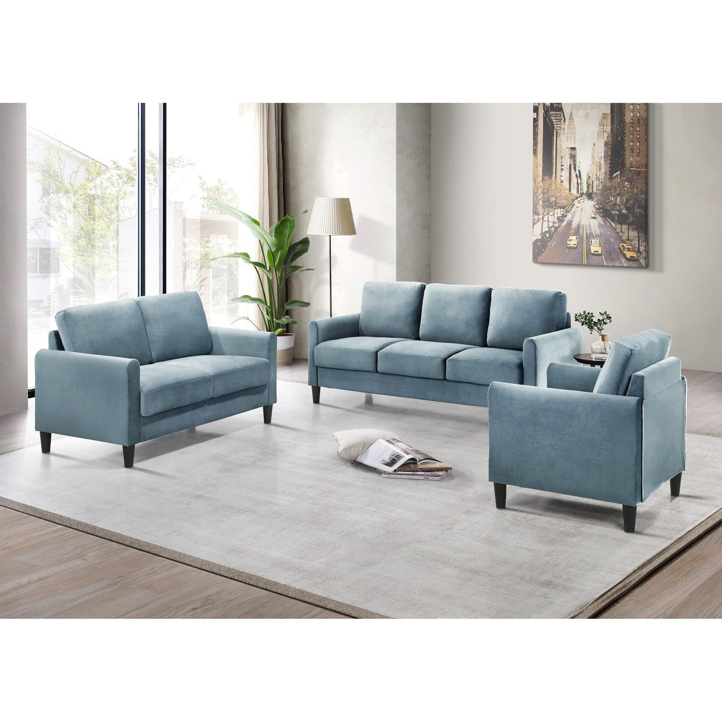 Clayfell Airell Velvet Arm Living Room Set