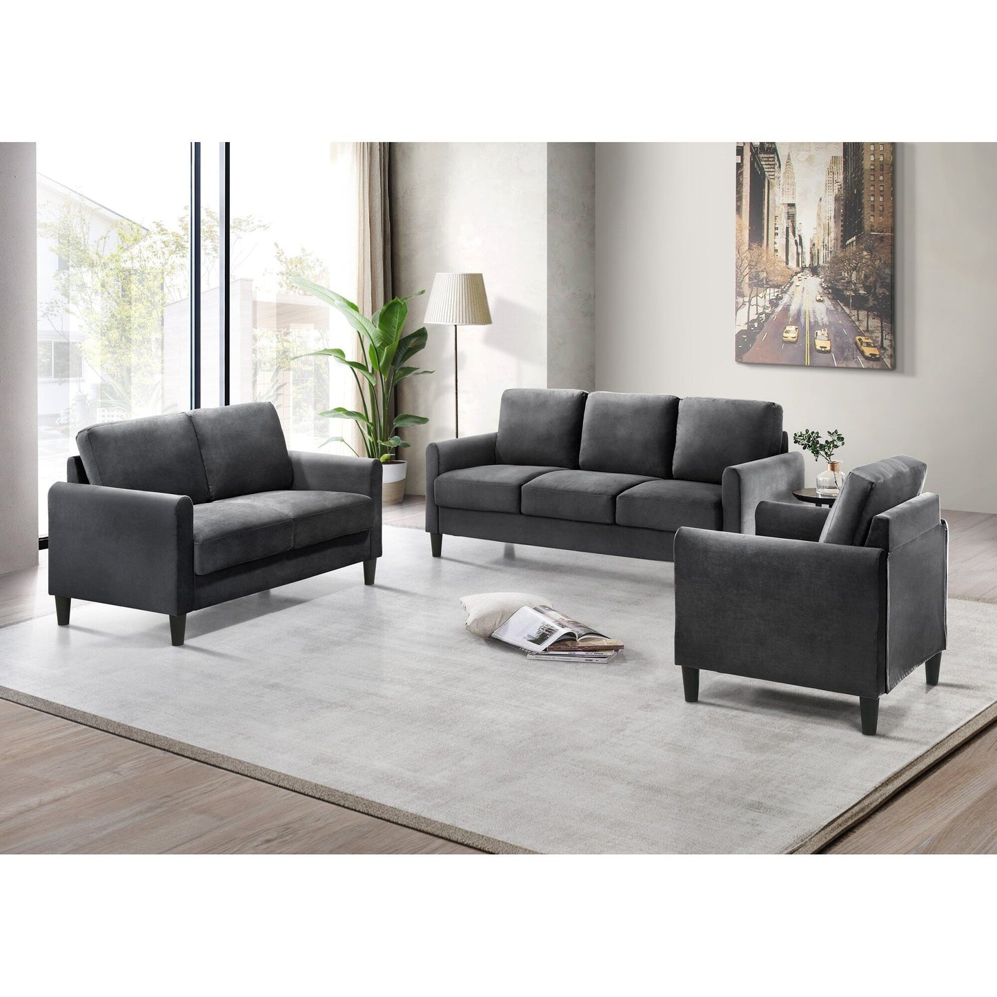 Clayfell Airell Velvet Arm Living Room Set