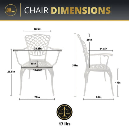 Kinger Home Arden 5-Piece Outdoor Dining Set for 4, Cast Aluminum