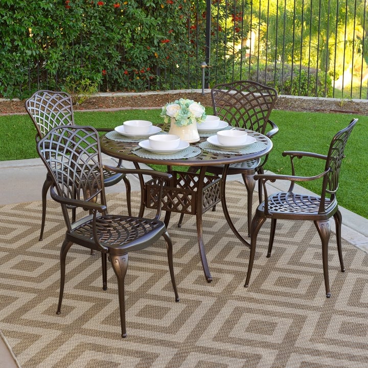 Kinger Home Arden 5-Piece Outdoor Dining Set for 4, Cast Aluminum