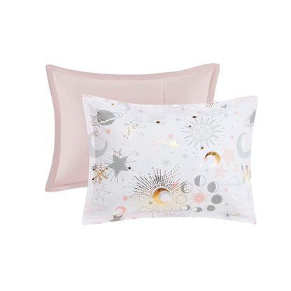 Intelligent Design Kids Ariella Starry Sky Metallic Comforter Set with Throw Pillow