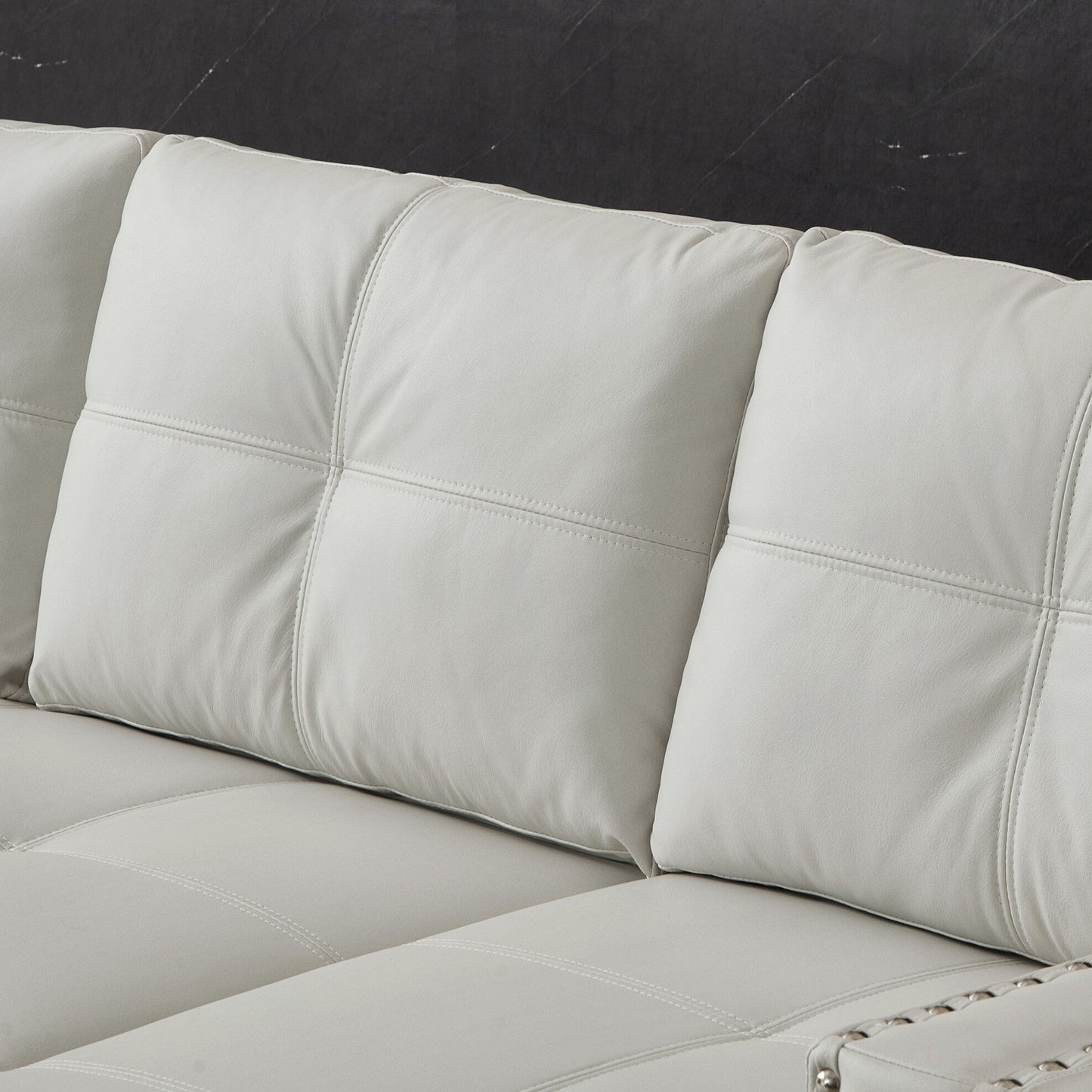 Beige 88'' Convertible Microfiber 3-Seater Sofa Bed with Storage Chaise and Pull-Out Function
